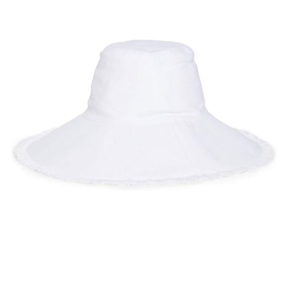 Hat Attack One Size White Packable Canvas Hat Linen Blend SPF Protection Raw Hem - Picture 2 of 6